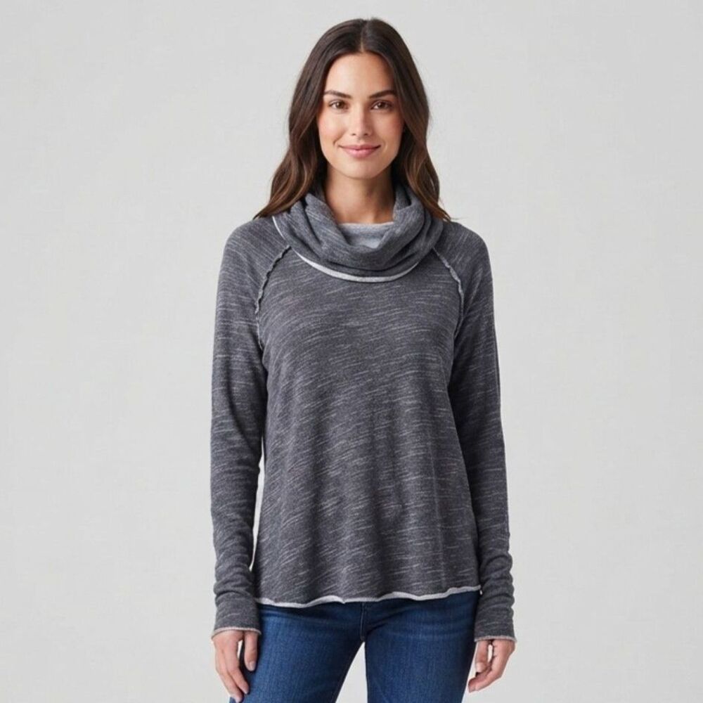 Free People FP Beach Two Body Gray Cowl Neck Pullover Top Grunge Size L